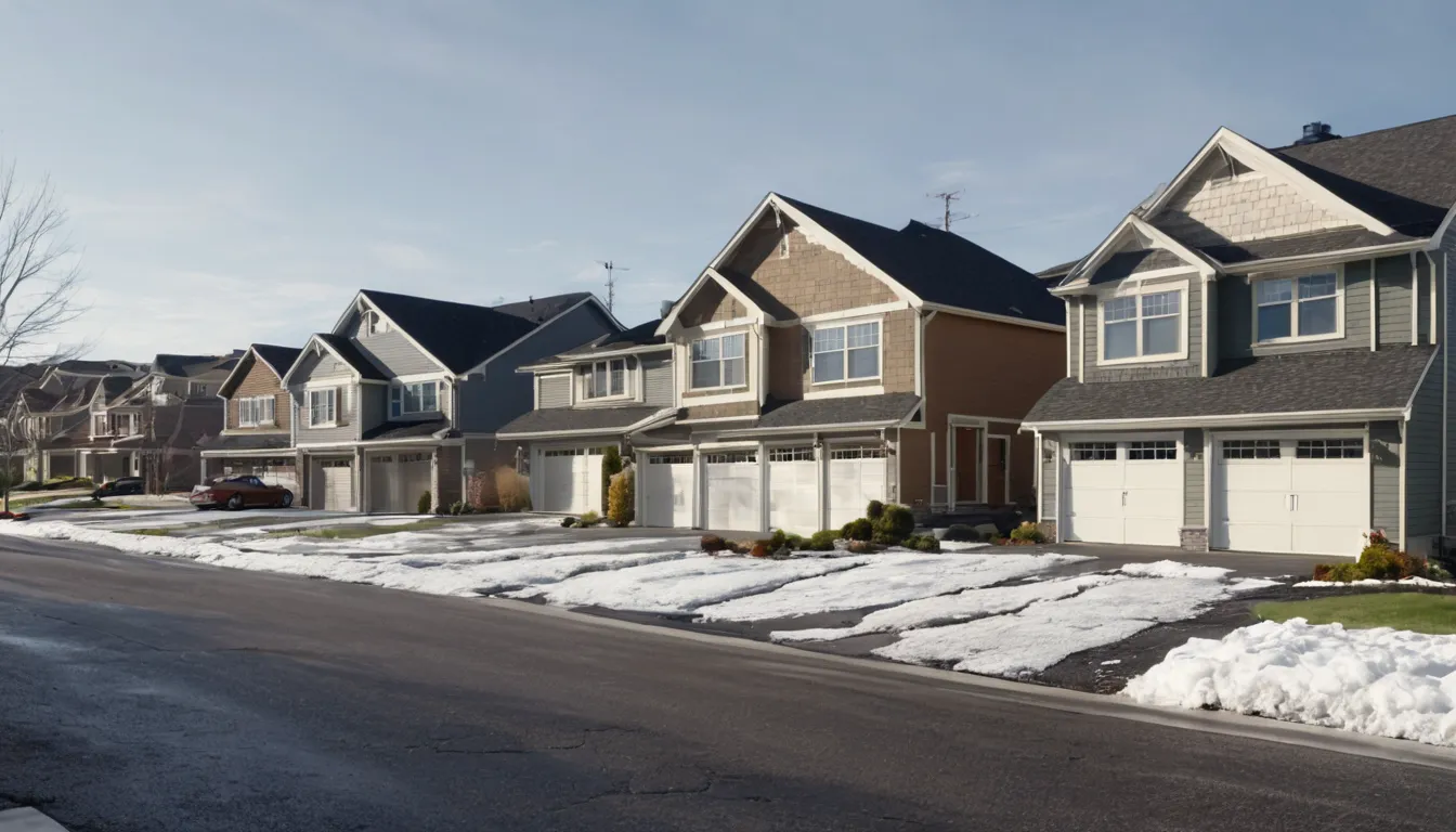 A neighborhood garage in the Castle Pines area after a snowfall